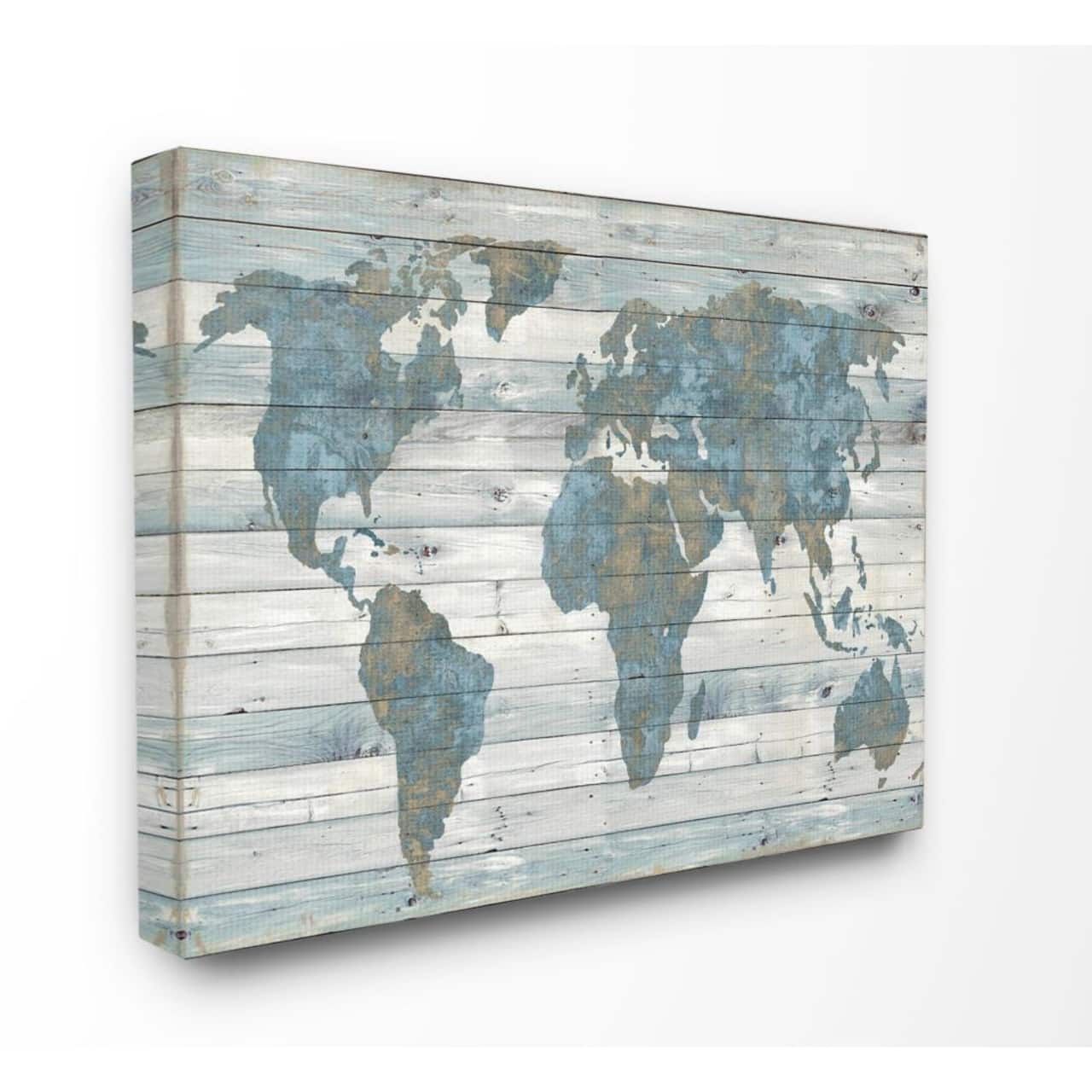 Stupell Industries Weathered World Map Canvas Wall Art